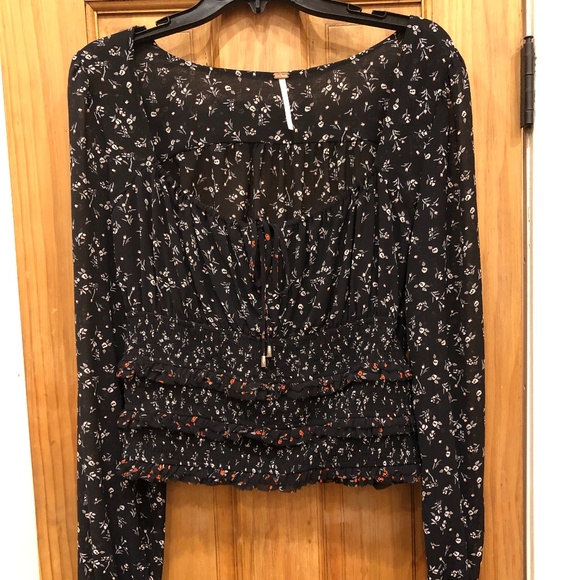 Free People Lolita Black Combo Floral Blouse - Picture 4 of 8